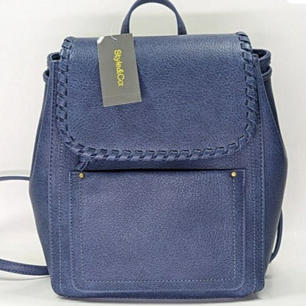 Women’s Style & Co Whipstitch Moonlight Blue Backpack Bag - Picture 2 of 6
